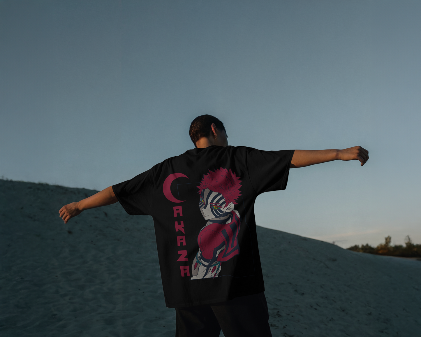 Camiseta Akaza | Demon Slayer | Diseño oversize negra edición limitada