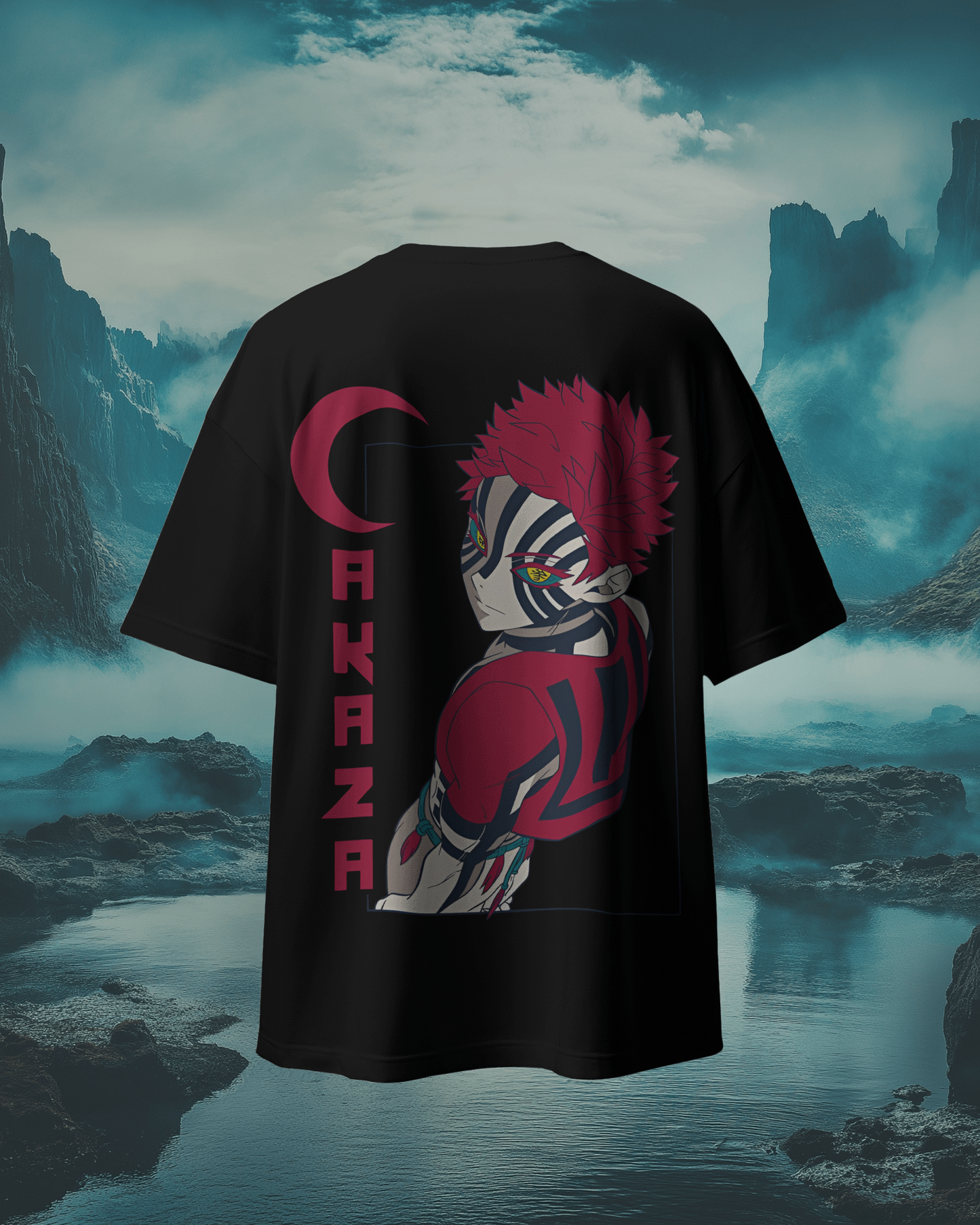 Camiseta Akaza | Demon Slayer | Diseño oversize negra edición limitada