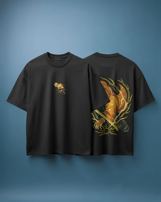 Camiseta Zenitsu | Demon Slayer | Diseño exclusivo oversize negra