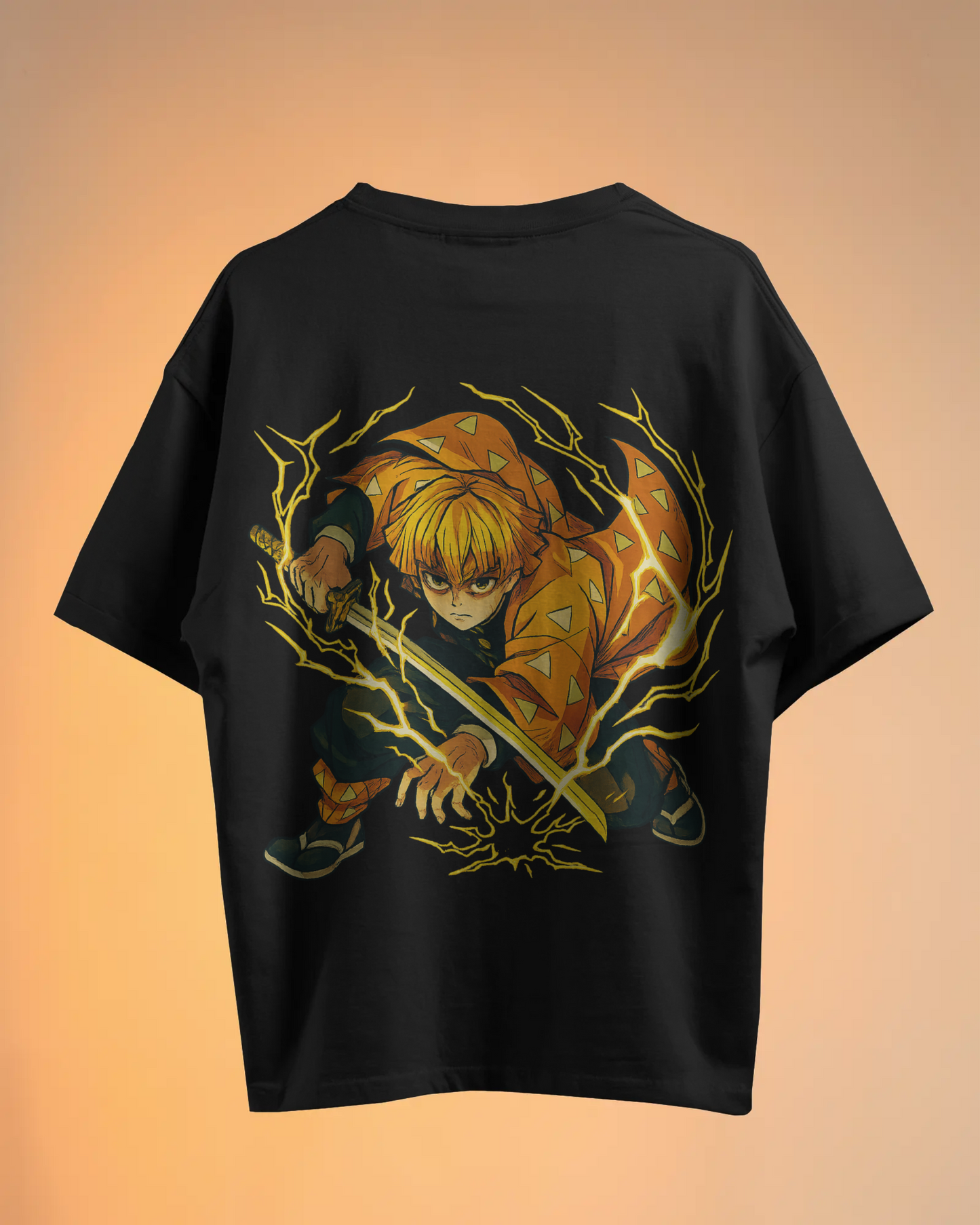 Camiseta Zenitsu | Demon Slayer | Diseño exclusivo oversize negra