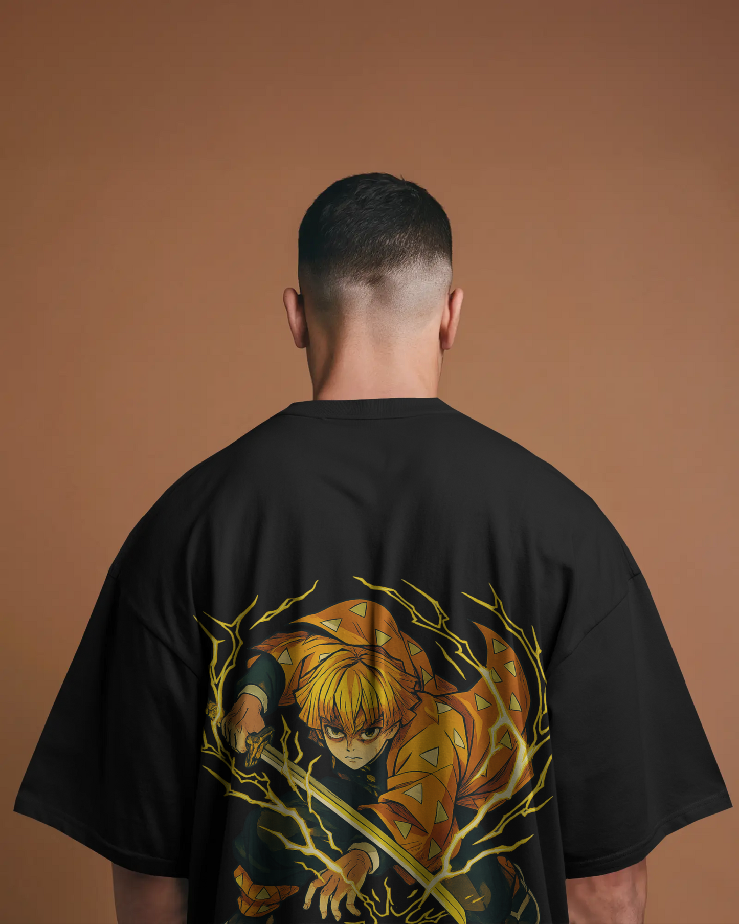Camiseta Zenitsu | Demon Slayer | Diseño exclusivo oversize negra