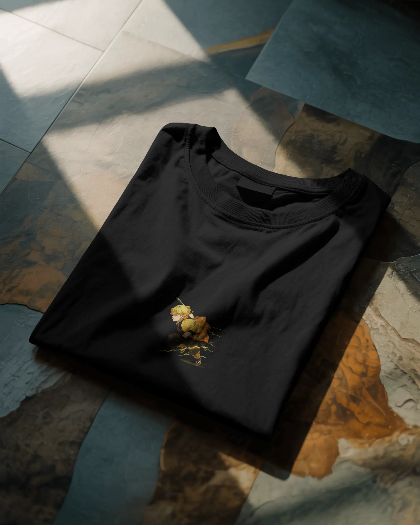 Camiseta Zenitsu | Demon Slayer | Diseño exclusivo oversize negra