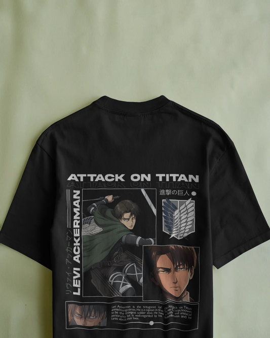 Camiseta Levi Ackerman | Attack on Titan | Oversize negra diseño exclusivo